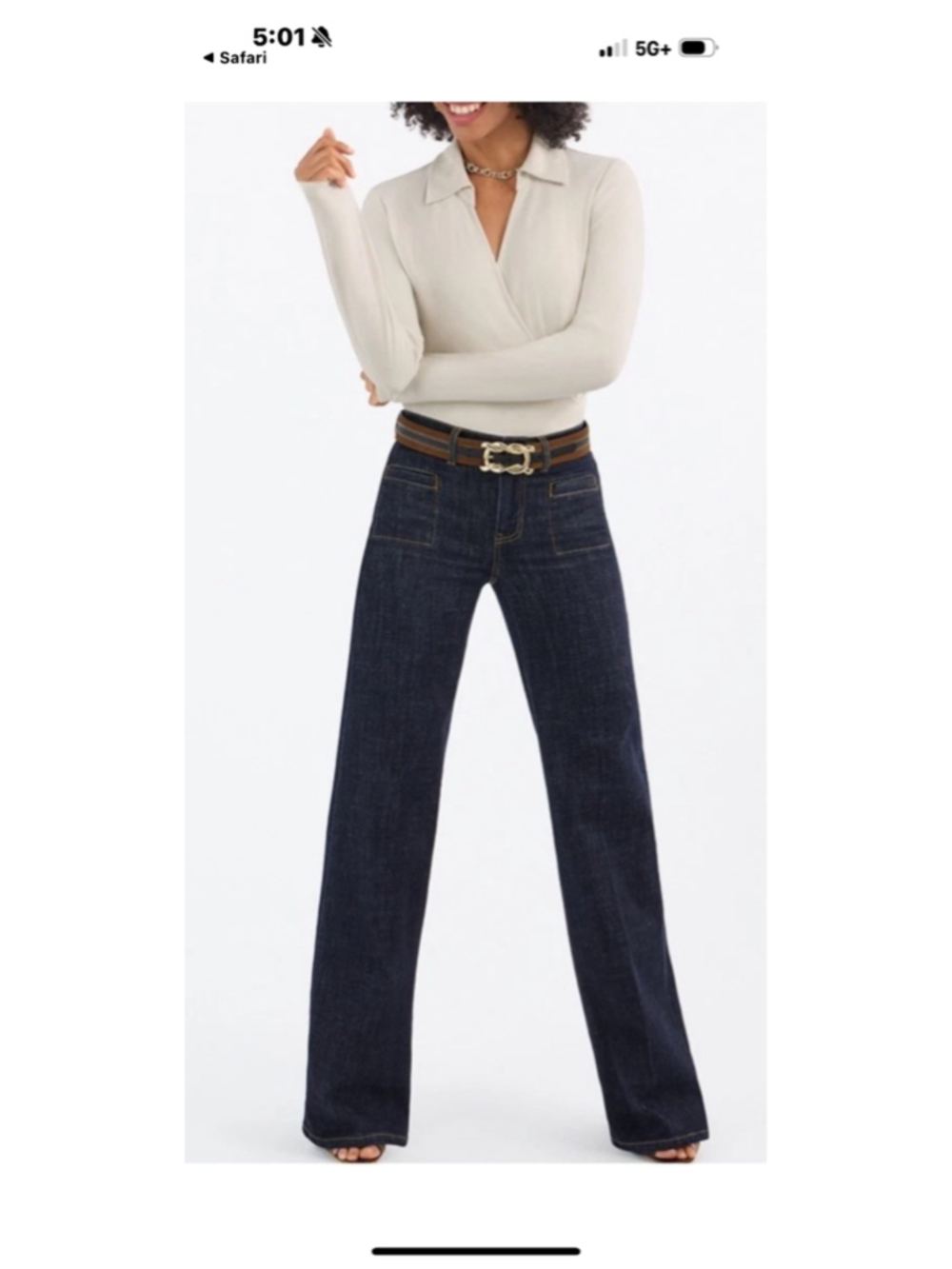 CAbi Venice Trouser Jean Wide Leg Dark Wash Size 8 EUC